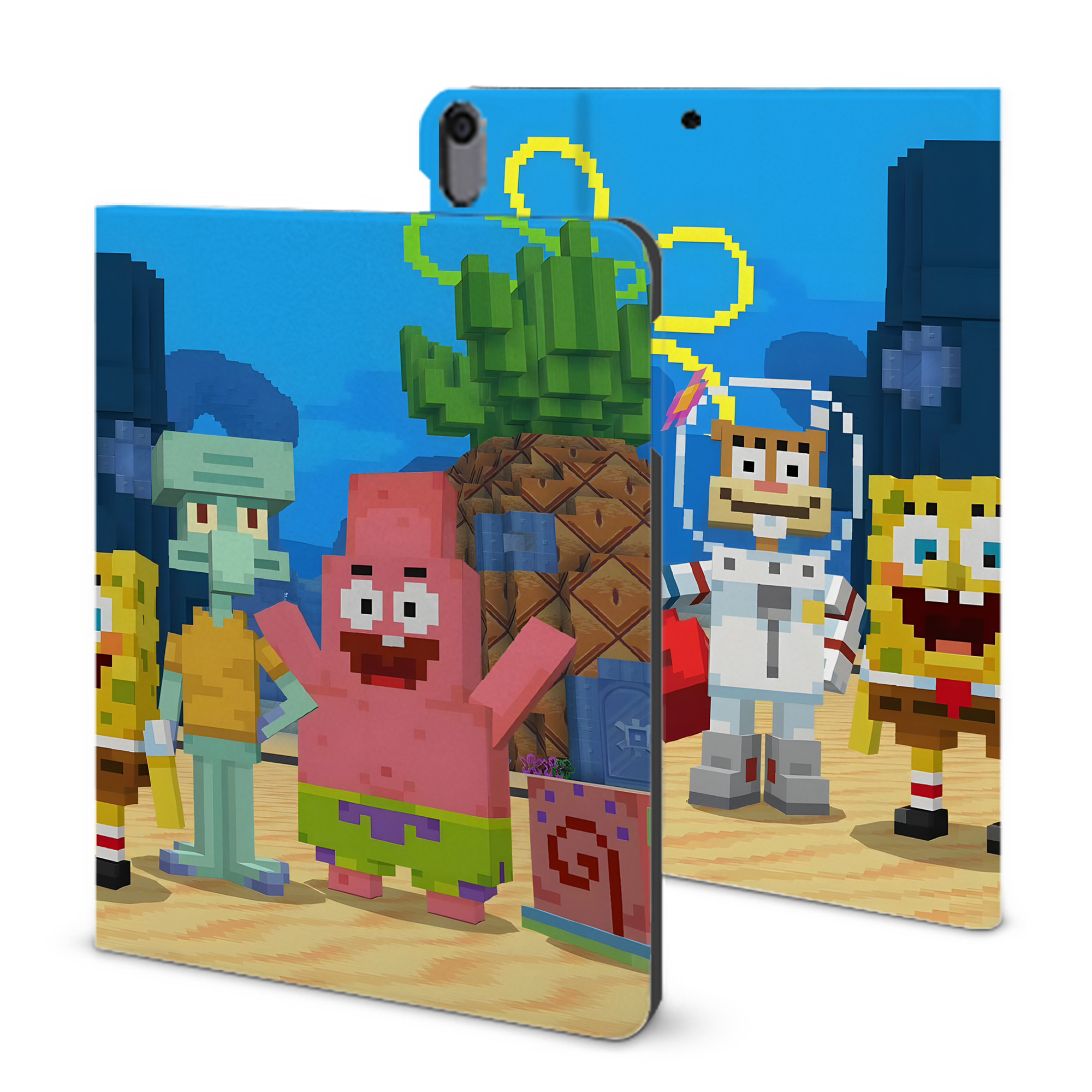 （画像用） マインクラフト ブロックの世界 Minecraft MC Block world IPad ケース ブック型 PUレザー TPU 耐衝撃 軽量 薄型 ペン収納なし 全面保護 IPad 各モデル対応